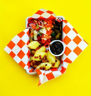 Potato dumplings with mushroom sauce (Vegan) at Patison in Gdansk
