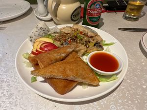 Taro on toast and salt and pepper Su Ca (mock fish)  at Choi Gan in Clitheroe