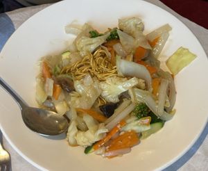 Main of vegetable chowmein noodles  at Choi Gan in Clitheroe