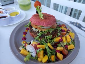 Quinoa potato burger at NA NA  in Playa Del Carmen
