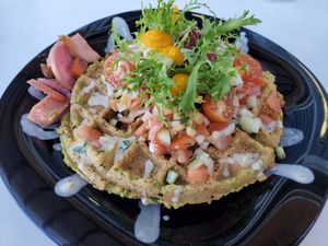 Falafel waffle at NA NA  in Playa Del Carmen
