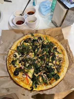 Pesto pizza without potato - yum! at NA NA  in Playa Del Carmen