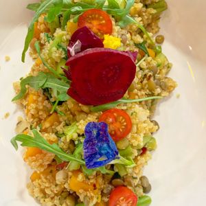 Quinoa salad with asparagus sweet potato and more at NA NA  in Playa Del Carmen
