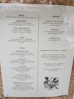 Menu 1/2 at Blossom Restaurant on University in New York City