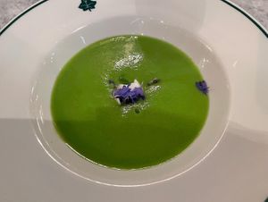 Pea and Nettle soup  at The Ivy Chelsea Garden in South West London