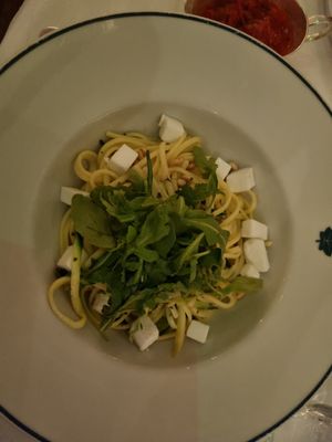 Courgette, pine nut & vegan feta linguine at The Ivy Chelsea Garden in South West London