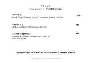 Vegan menue at Der Grieche in Korneuburg