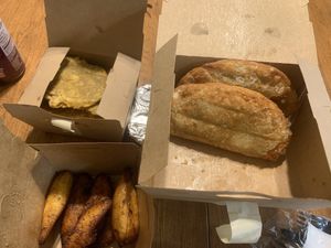 Veg empanadas, sweet plantain & savory plantains! at Cafe El Camino in Plaistow