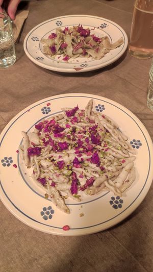 Noodles with pistaccio pesto at Pane e Pomodoro in Matera