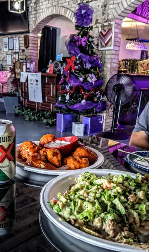Buffalo cauliflower and Nachos. #Veganuary at Veggie Del Sol in South Padre Island