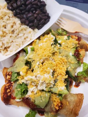 Flautas with rice and beans at Veggie Del Sol in South Padre Island