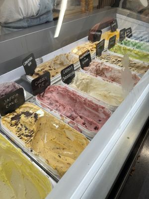 Lots of flavours   at Pilgrims Fudge Kitchen and Gelateria in Lindisfarne