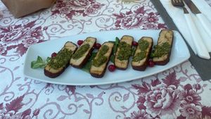 The vegan tofu and pesto option  at Pizzaria Peperetta Dispetusa in Imperia