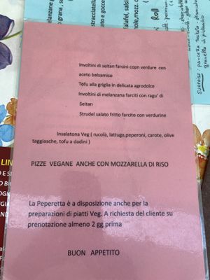 Menü  at Pizzaria Peperetta Dispetusa in Imperia