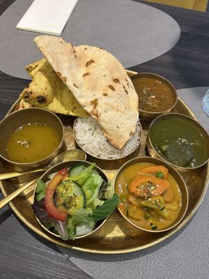 Vegan Thali 22,50€  at Zaffran Indian Cuisine in Linz