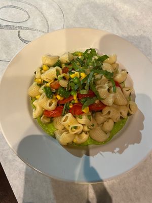 Lumache with summer vegetable medley, pea purée, and mint - this was the half portion, and it was more than enough for one person! at Tony & Nick's in Kingston