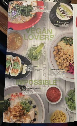 Vegan menu   at JINYA Ramen Bar in Denver