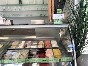 Vegan options labled  at Limette Eis-Cafe in Freiburg