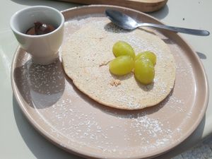Vegan pancake with dark chocolate 🍫🥞 at Maria Limão in Porto