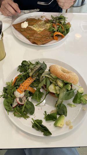 Vegan crepe and vegan bagel. Delicious!  at Maria Limão in Porto