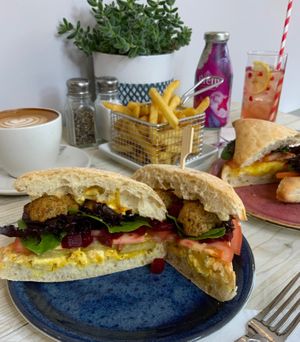 Falafel and hummus ciabatta   at French & Byrne in Stafford