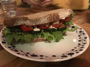 Pain de campagne sandwich with delicious  vegan anchovy !!! at Hatena in Tokyo