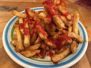 Fries with ketchup at Hatena in Tokyo