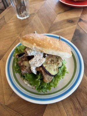 Karaage burger  at Hatena in Tokyo
