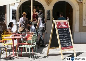some space to sit but not much at Steibi Tabacchino Gelateria in Winterthur