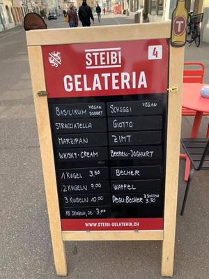 menu and prices at Steibi Tabacchino Gelateria in Winterthur