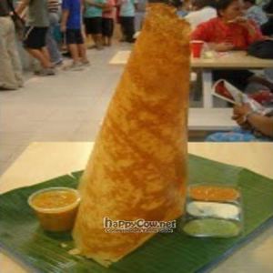 A REAL TALL Cone Dosai S$4 (you need extra care in carrying it to the table  at Komala's Restaurant - Northpoint City in North Singapore