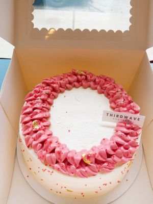 Vegan Red Velvet Custom Cake at Thirdwave Espresso in Toronto