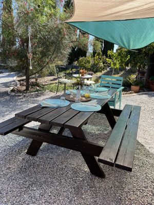 Dinner table   at Darjas Yurtas in Benajarafe