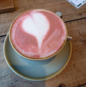 The colourful latte series continues...Beetroot latte (oat milk) 💕 at Drift-In in York