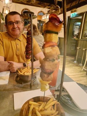 Sweet and sour tofu kebab and the vegan meatball kebab at The Botanist in York