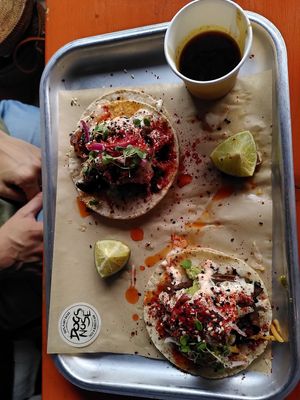 Mushroom tacos at El Rayo Vegan Cantina in York