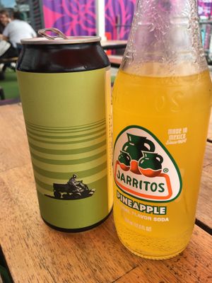 Brass castle beer and pineapple soda  at El Rayo Vegan Cantina in York