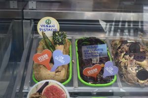 Vegan pistacio and chocolate at Caravel in Athens