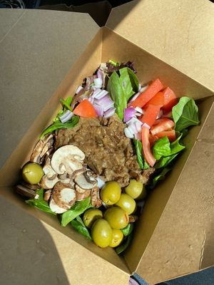 Steak n cheese salad at Earth Based Cafe in Martinsburg