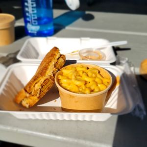 Half of my Reuben and the mac & cheese side at Earth Based Cafe in Martinsburg