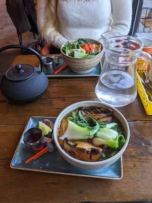 Vegan pho with tofu, mushrooms and pak choi at Nam Song in Sheffield