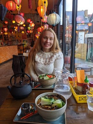 Lola is very happy in Nam Song! at Nam Song in Sheffield