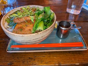 Vegan pho with tofu and pak choi at Nam Song in Sheffield