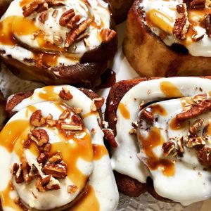 Vegan Cinnamon Buns at Flourchild Vegan Baking  in Courtenay