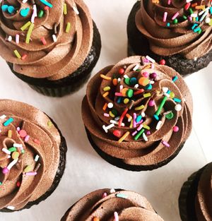 Chocolate ganache cupcakes at Flourchild Vegan Baking  in Courtenay