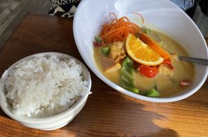 Yellow curry with tofuu  at Siam Orchid in Bar Harbor