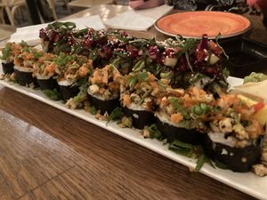 Two Vegan Sushi Rolls.  One fruity and one earthy.   at The Slippery Mermaid Sushi Bar in Navarre