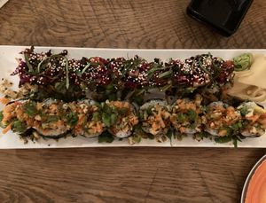 Two Vegan Sushi Rolls.  One fruity and one earthy.   at The Slippery Mermaid Sushi Bar in Navarre