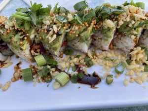 Chef’s choice vegan roll   at The Slippery Mermaid Sushi Bar in Navarre