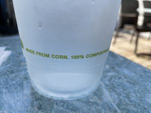 Compostable cups 👍   at The Slippery Mermaid Sushi Bar in Navarre